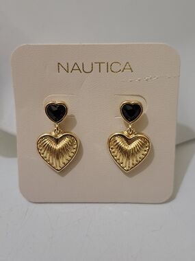 Nautica Double Heart Drop Earrings